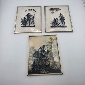 Vintage Silhouette Prints Wall Art‎ Framed Set of 3 Silhouette Art Prints Decor